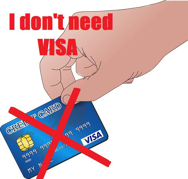 VISAカードを捨てる手