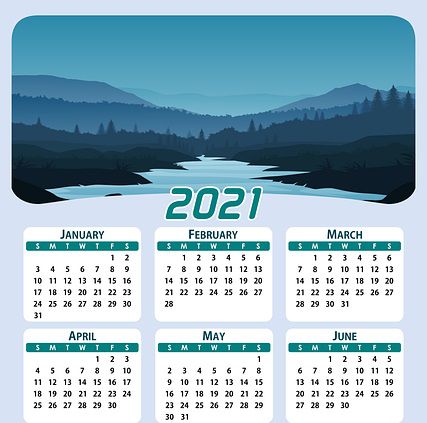 2021年のカレンダーのイラスト