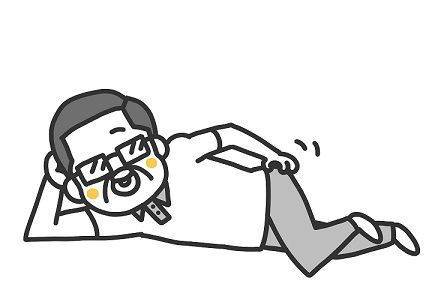 寝転んでけつをかくおじさん