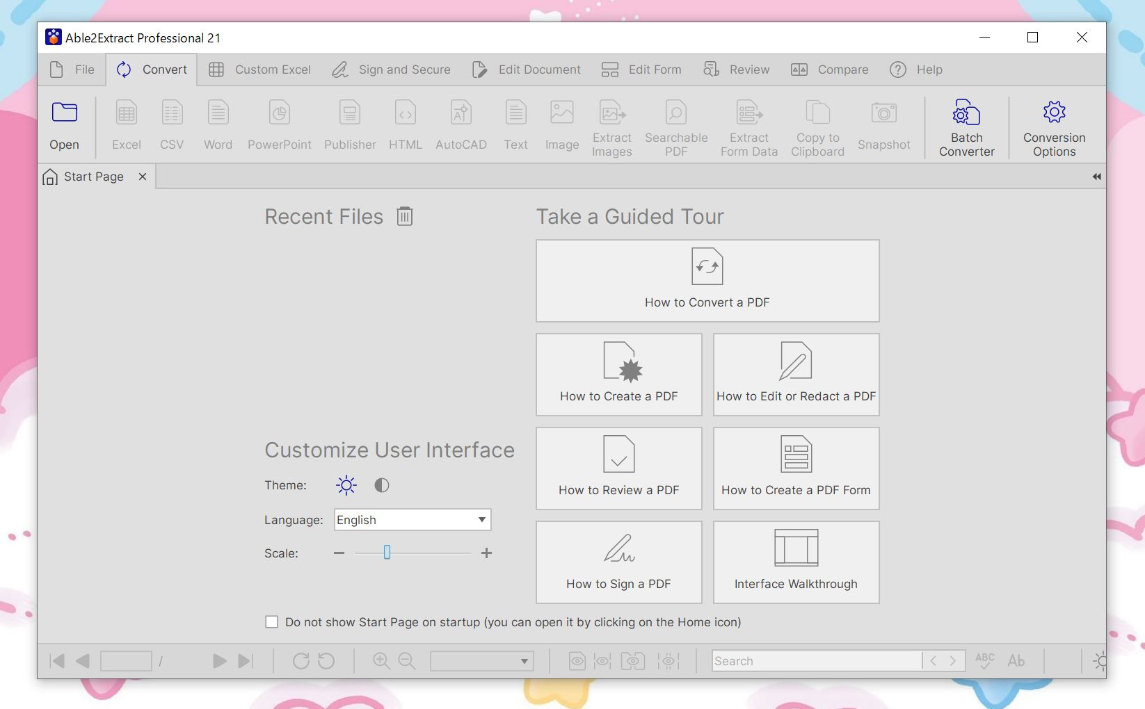Able2Extract Professionalの起動画面