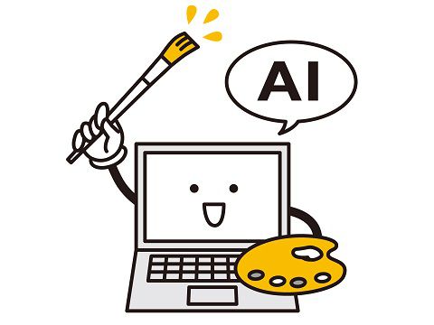 筆とパレットを持つノートパソコン