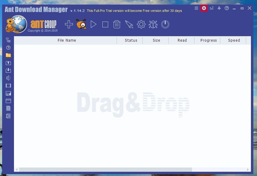 Ant Download Manager Proの起動画面