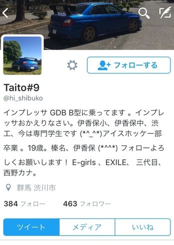 Twitterのプロフィール