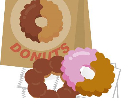 ドーナツ2個とドーナツショップの袋