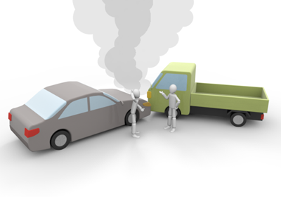 自動車とトラックの交通事故