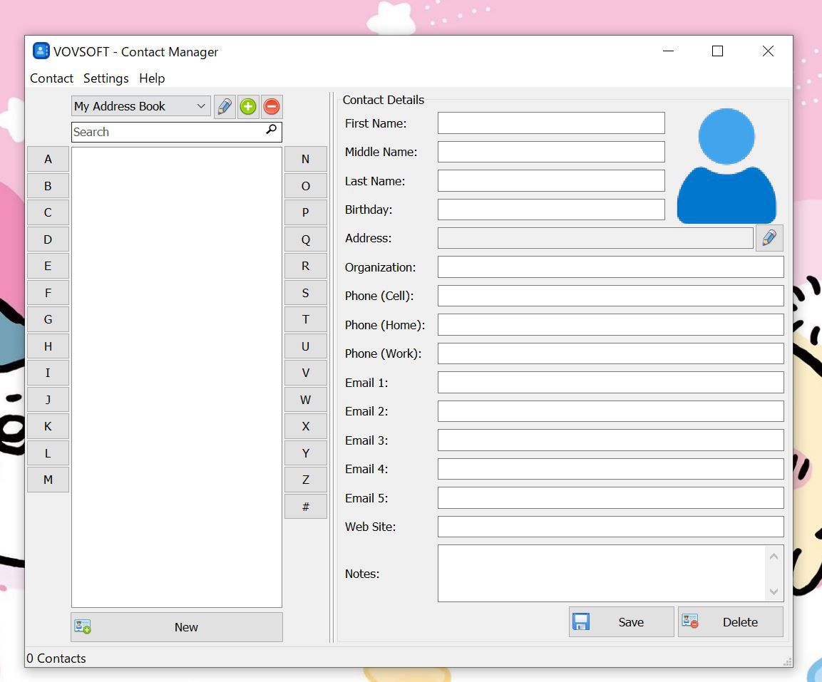 Contact Managerの起動画面