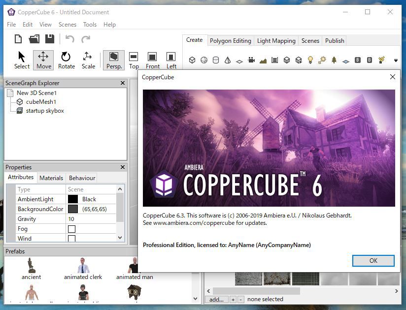 CopperCubeの移動画面