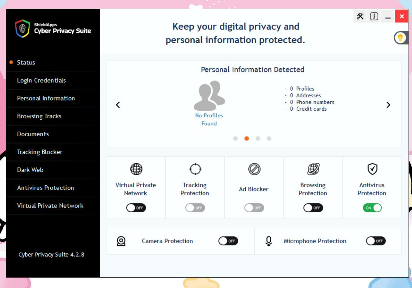 Cyber Privacy Suiteの起動画面