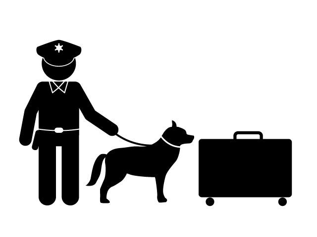警察と麻薬探知犬のピクトグラム