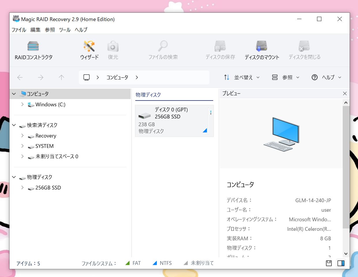 Magic RAID Recoveryの起動画面