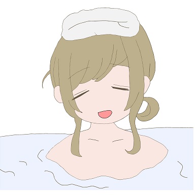 温泉に浸かる女の子