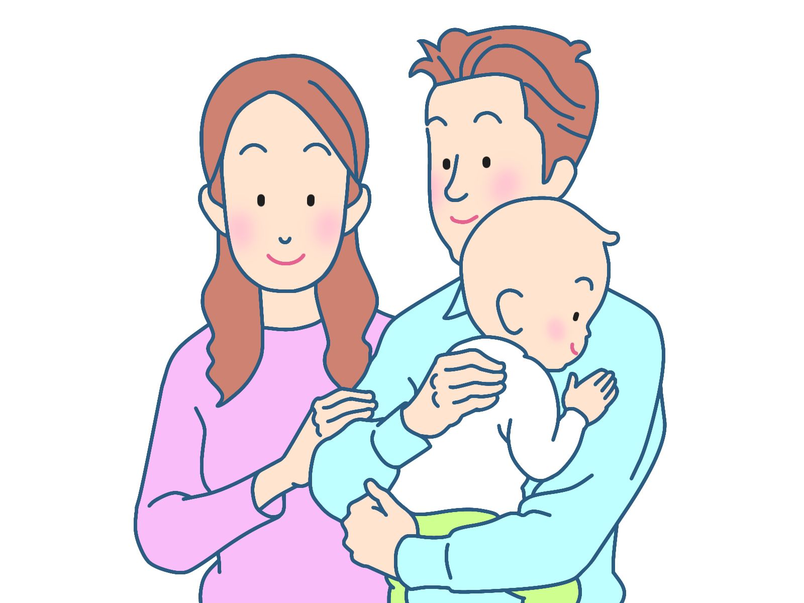赤ちゃんを抱っこする父親のイラスト