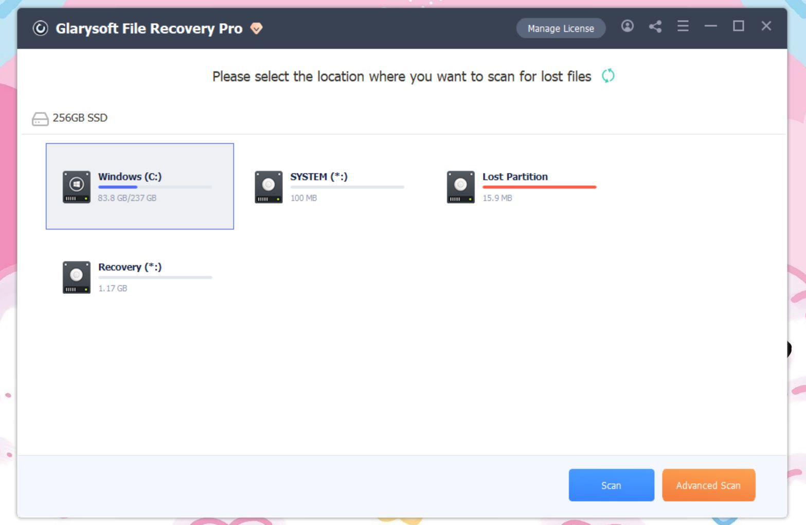 File Recovery Proの起動画面