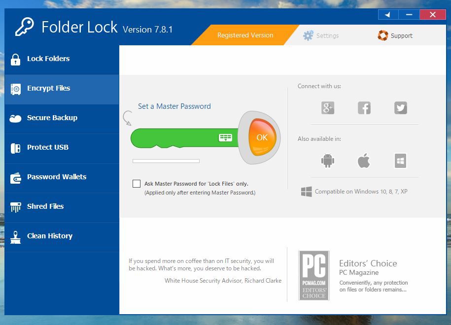 Folder Lockの起動画面