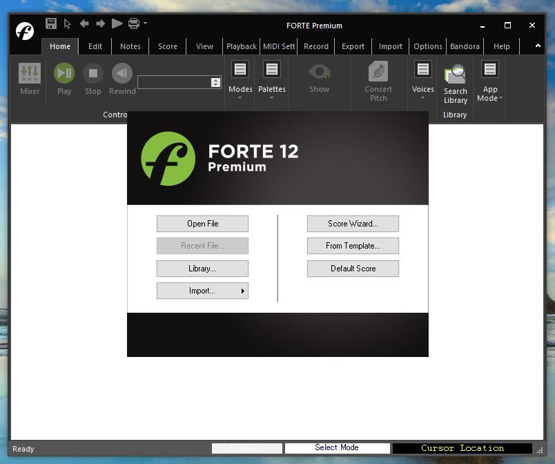 FORTE 12 Premiumの起動画面