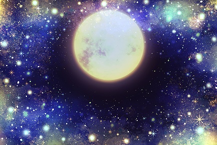 銀河夜空に輝く月