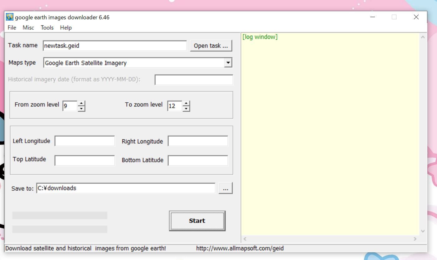 google earth images downloaderの起動画面