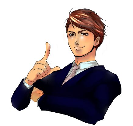 人差し指を立てるイケメンサラリーマンのイラスト