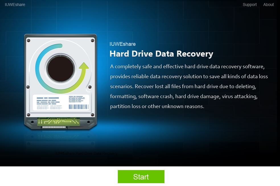 IUWEshare Hard Drive Data Recoveryの起動画面