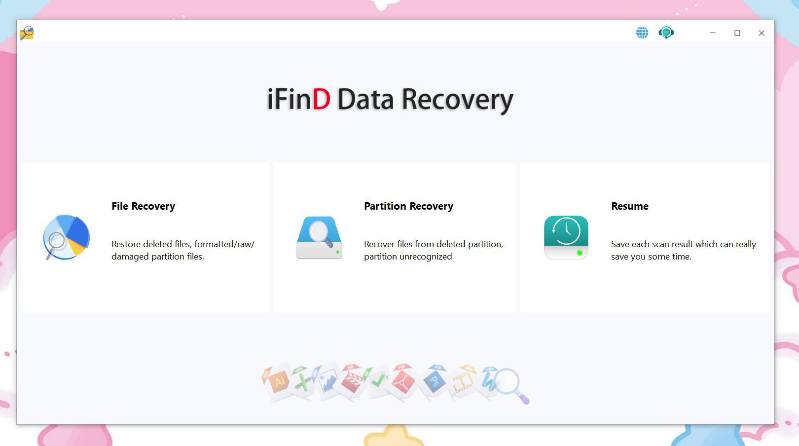 iFinD Data Recoveryの起動画面