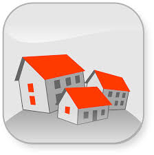 赤い屋根の３軒の家