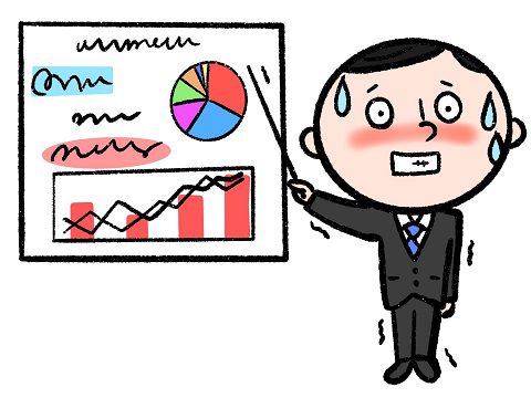 プレゼンで緊張する会社員