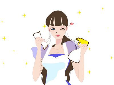 掃除する美人の新妻