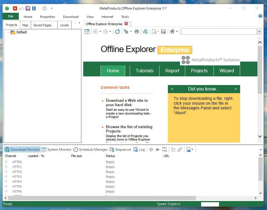 Offline Explorer Enterpriseの起動画面