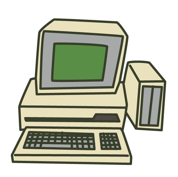 1990年代の古いパソコンのイラスト