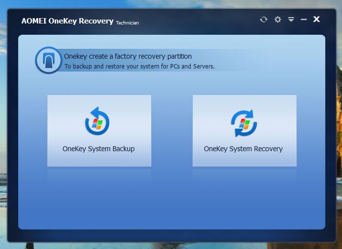 AOMEI OneKey Recovery Technicianの起動画面