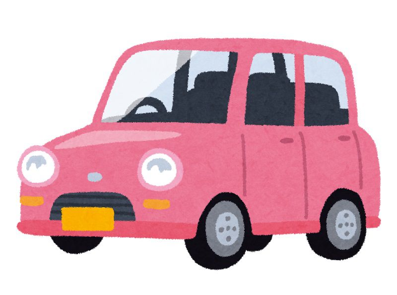 ピンク色の軽自動車のイラスト