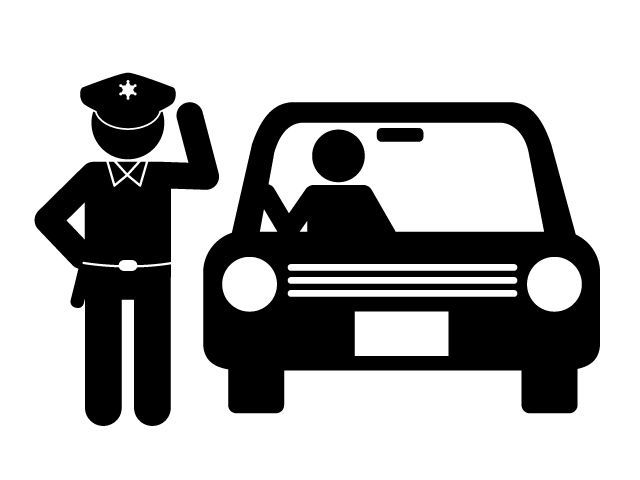 警察官と車に乗った一般人のピクトグラム