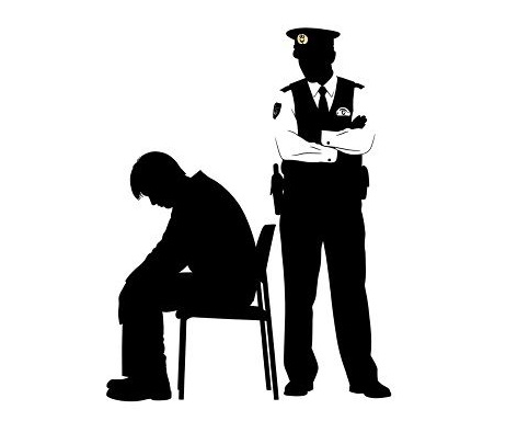 警察官と容疑者のシルエット