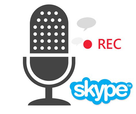 Skypeのロゴとマイクのイラスト