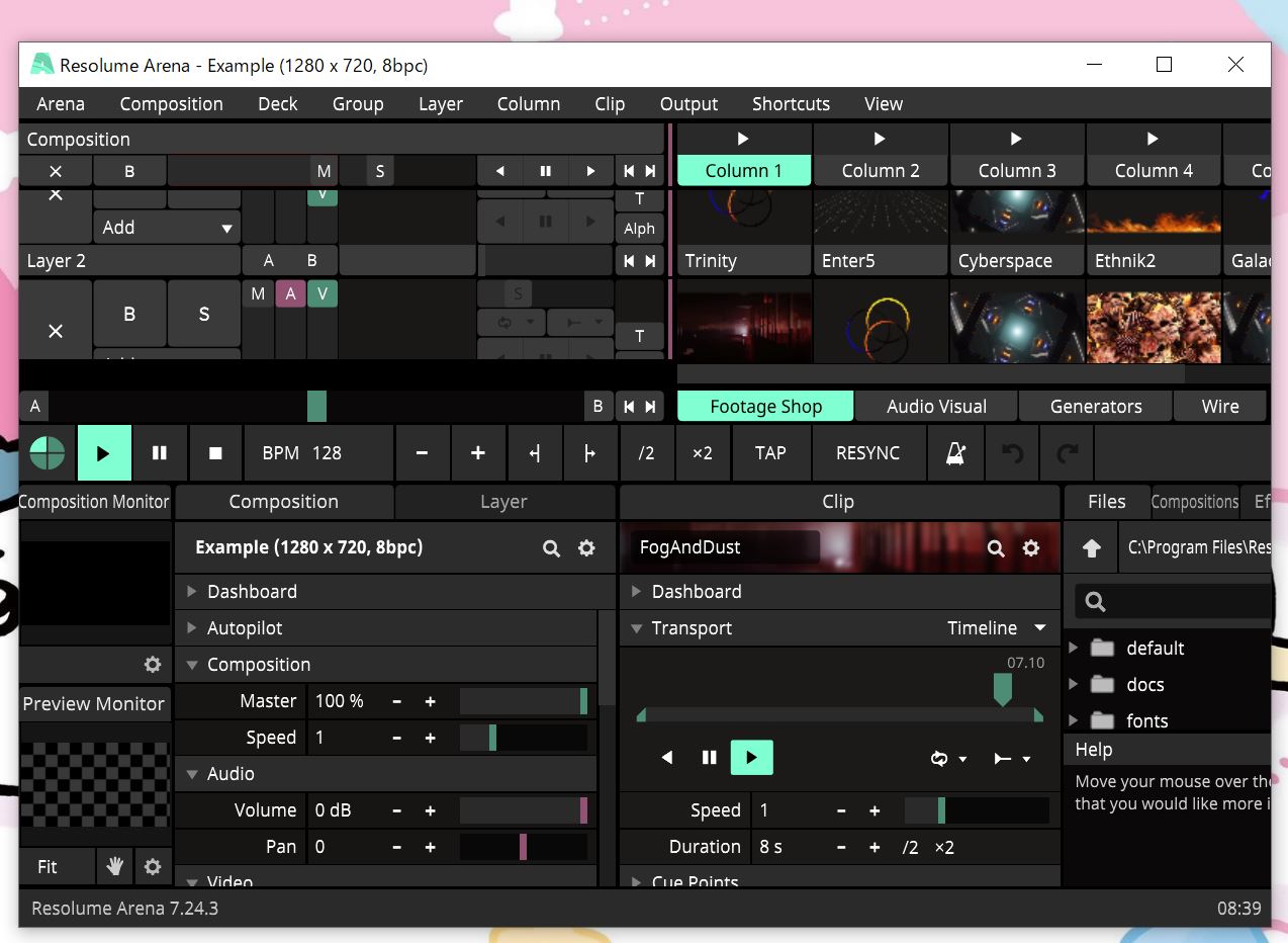 Resolume Arenaの起動画面