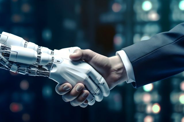 ロボットと人間の握手