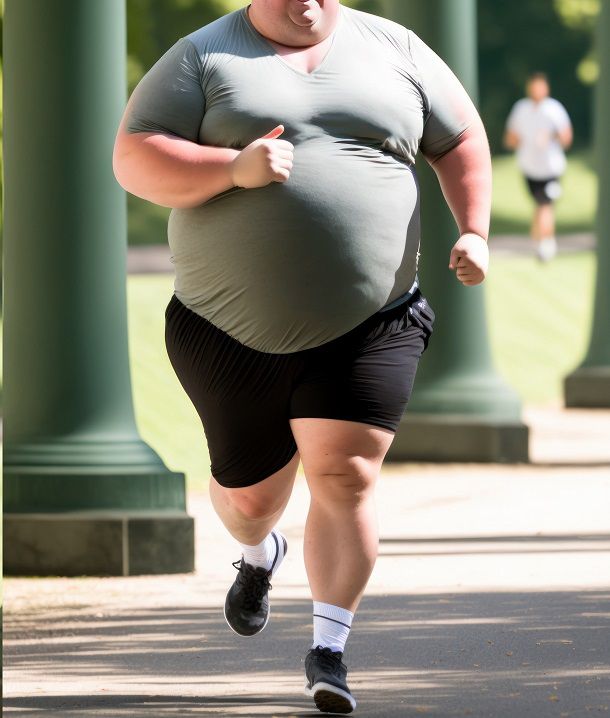 走る太った男性