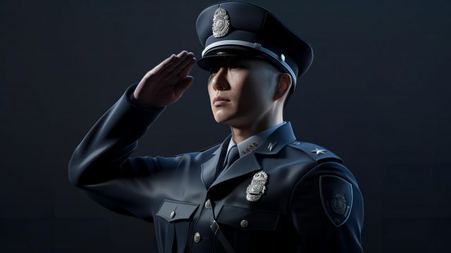 敬礼する警察官