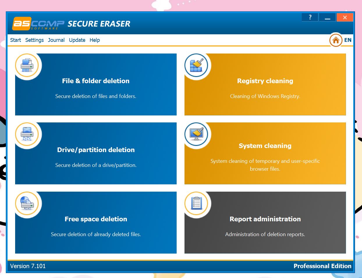 Secure Eraser Professionalの起動画面