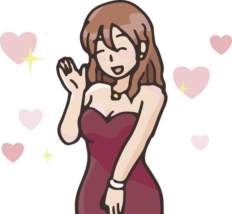 笑って手を振るセクシーなお姉さん