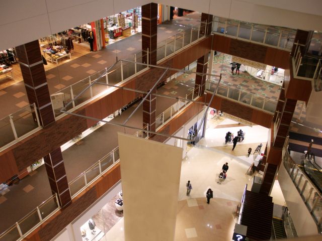 ショッピングモール内を上から見た風景