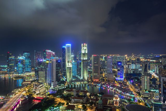 シンガポールベイフロントエリアの夜景