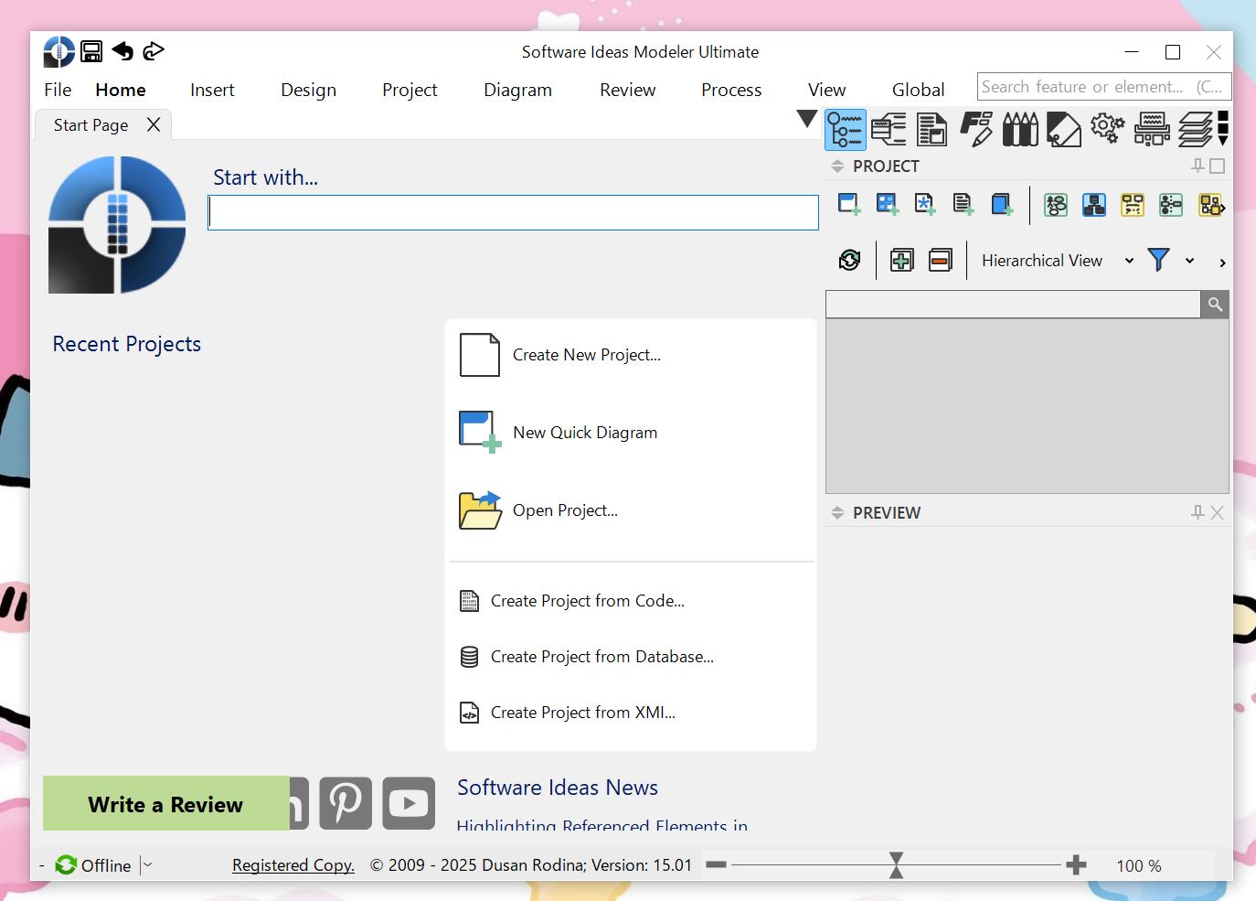 Software Ideas Modeler Ultimateの起動画面