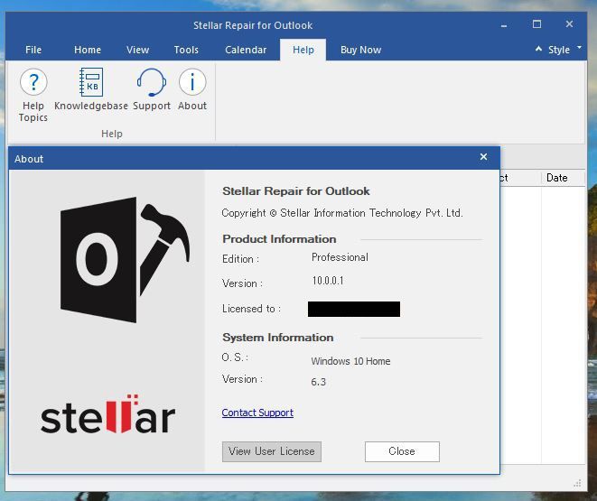 Stellar Repair for Outlookの起動画面