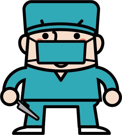 手術着を着てナイフを持つ外科医