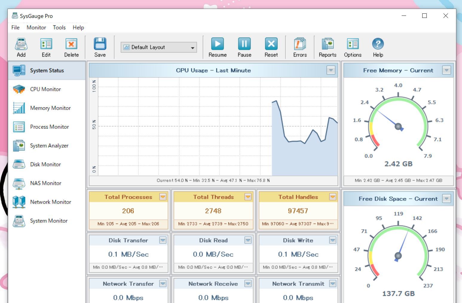 SysGaugeの起動画面