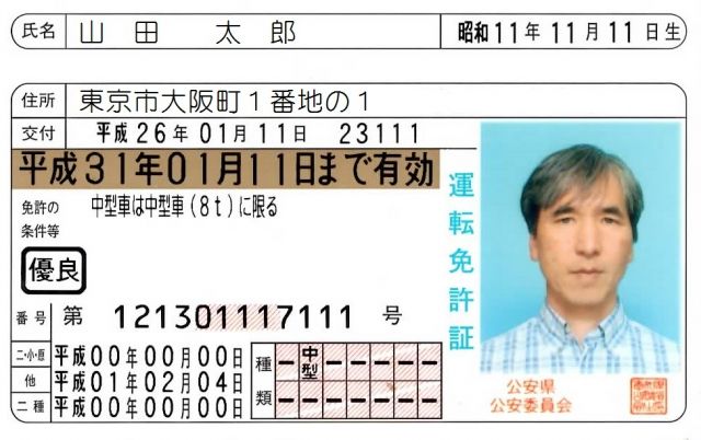 山田太郎の運転免許証