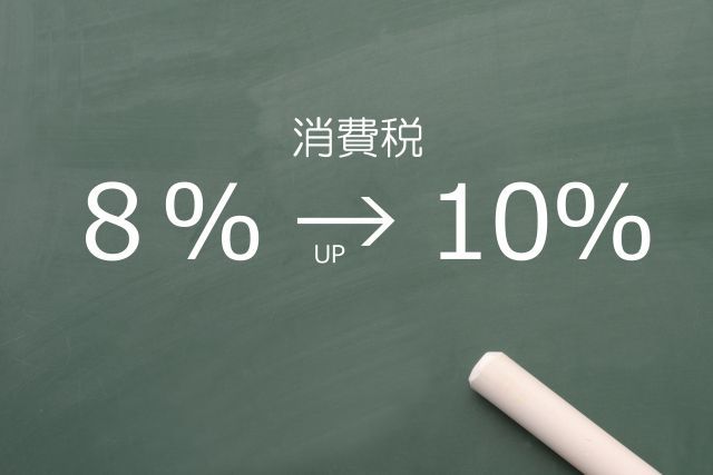 消費税8％→10％と書かれた黒板