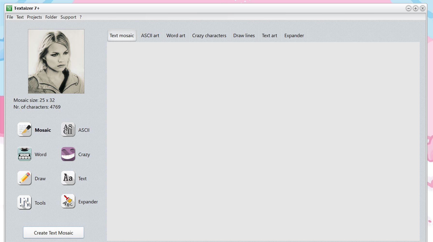 Textaizerの起動画面