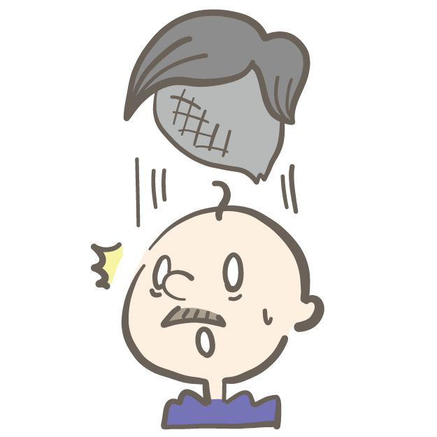 カツラが飛ぶおじさんのイラスト